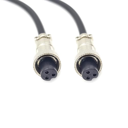 GX12 3 Polig Kabel Doppelte weibliche Kopf Luftfahrt Cordset, GX12 3 Pin Panel Mount Circular Metall Luftfahrt Connector Kabel Weiblich zum weiblichen Adapter Kabel (2Meter/6.56ft) von bayzconn
