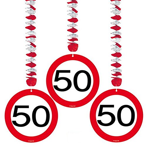 50 Geburtstag Deko Rotorspiralen mit Zahl 50 3er Set Hängende Dekoration zum 50er Geburtstag Party oder andere Anlässe von bb10 Schmuck