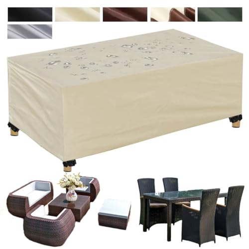 bcisabce Abdeckung für Gartenmöbel Wasserdicht Abdeckplane Schutzhülle für Gartentisch Stuhl Winddicht Terrassentisch Stuhlbezug Rechteckig Schwerlast 420D Oxford Gewebe Beige 350x260x90cm bcisabce Abdeckung für Gartenmöbel Wasserdicht Abdeckplane Schutzhülle für Gartentisch Stuhl Winddicht Terrassentisch Stuhlbezug Rechteckig Schwerlast 420D Oxford Gewebe Beige 350x260x90cm von bcisabce