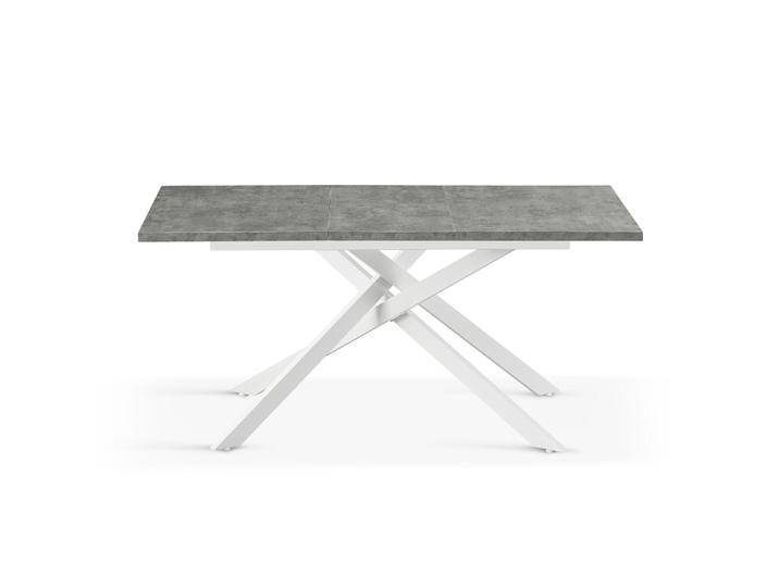 B&D home Ausziehtisch Bea 140x90cm Weißes Gestell Für 4-6 Personen Beton von bdhome