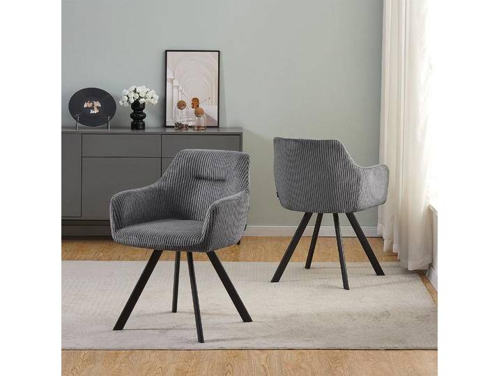 B&D home Esszimmerstuhl CYRUS 2er Set Dunkelgrau Cord B&D home Esszimmerstuhl CYRUS 2er Set Dunkelgrau Cord von bdhome