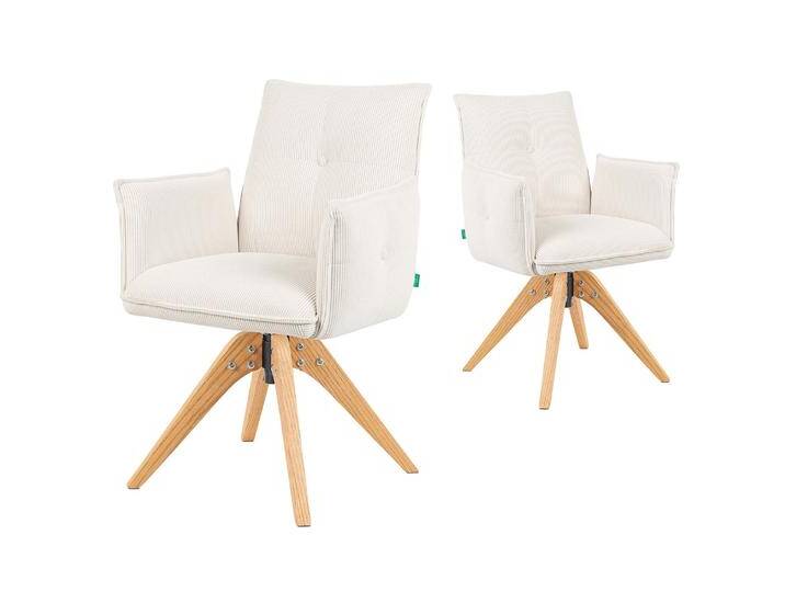 Mika-Emil - Armlehnenstuhl in Cord mit massivem Eichenholzgestell von bdhome