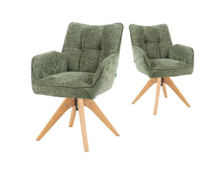 Mika-Theo 2er-Set - Drehsessel mit Federkernpolsterung und Massivholz Gestell von bdhome