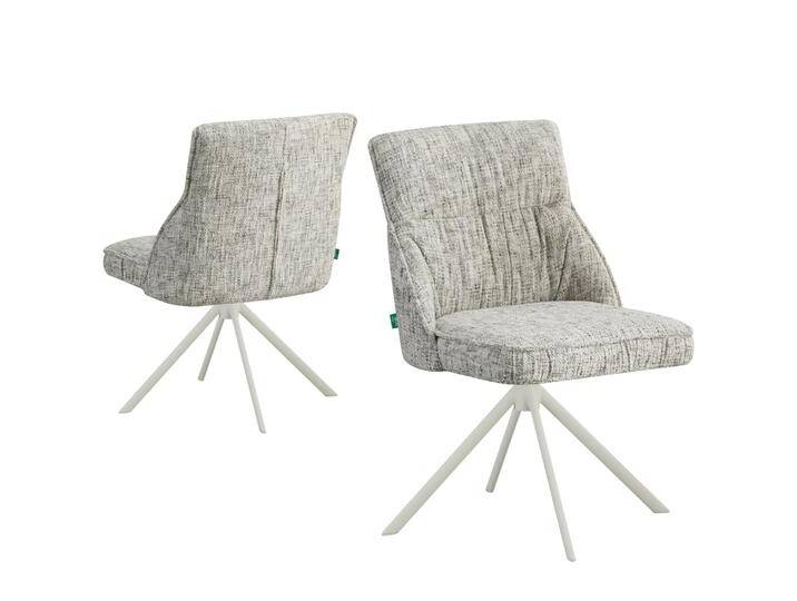 DUBI Möbel Esszimmerstuhl LINNEA 360° drehbar mit Rückholfunktion Hellgrau von bdhome