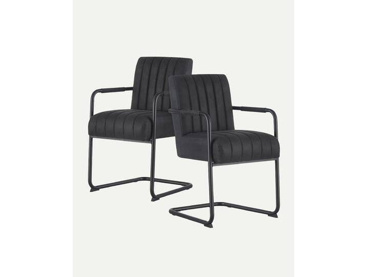 Esszimerstuhl BEN, 2er-Set Wildleder Schwarz Esszimerstuhl BEN, 2er-Set Wildleder Schwarz von bdhome
