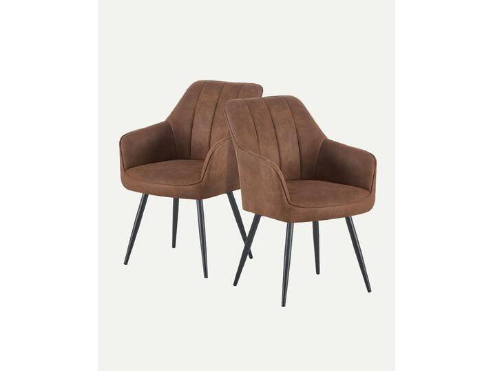 Esszimmerstuhl Thomas 2er-Set Wildleder-Braun von bdhome