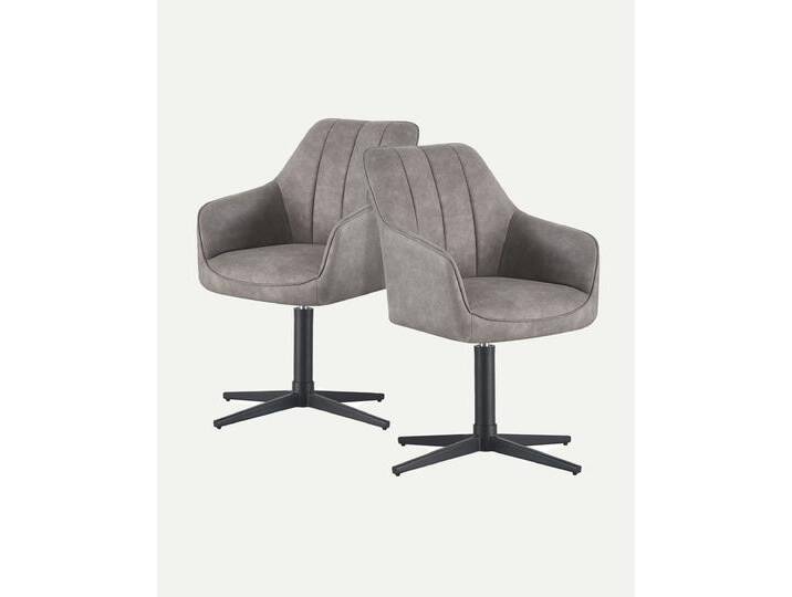 Esszimmerstuhl Thomas 2er-Set Wildleder-Grau von bdhome