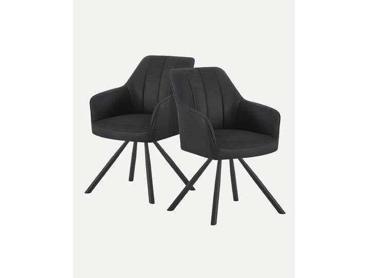 Esszimmerstuhl Thomas 2er-Set Wildleder-Schwarz von bdhome