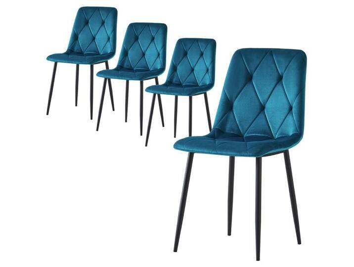 Esszimmerstuhl VICKA – 4er Set Samt Blau von bdhome