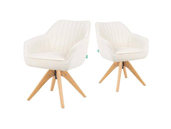 Mika-Finn 2er-Set - Drehsessel in Wildleder Optik, Cord, Webstoff Creme von bdhome