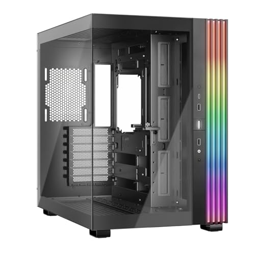 be quiet! Light Base 600 DX Black PC-Gehäuse, atemberaubender Panorama-Blick, Show Case, Dual Chamber Design, massiver ARGB LED-Streifen, invertiert und horizontal nutzbar, Backside Connector Design von be quiet!