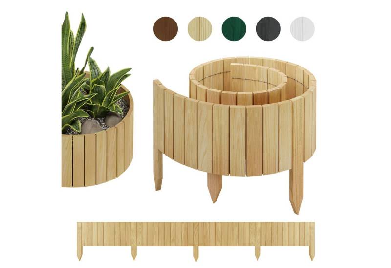 be4nature Palisade Beeteinfassung Beetumrandung Rasenkante Flexibler Rollborder Dekozaun, LxH: 200x10 cm, Hellbraun, Umzäunung aus Holz Garten Beeten Blumenbeeten Kräutergarten Umrandung von be4nature