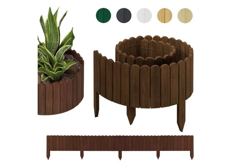 be4nature Palisade Beeteinfassung Beetumrandung Rasenkante Flexibler Umrandung Rollborder, LxH: 200x10 cm, Dunkelbraun, Umzäunung sus Holz Garten Dekozaun Beeten Blumenbeeten Kräutergarten von be4nature