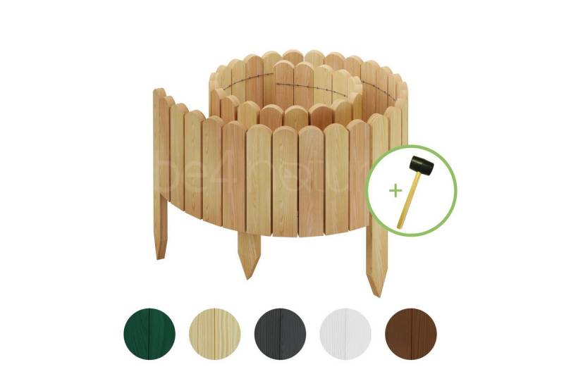 be4nature Palisade Beeteinfassung Beetumrandung Rasenkante Flexibler Umrandung Rollborder, LxH: 200x10 cm, Hellbraun, Umzäunung sus Holz Garten Dekozaun Beeten Blumenbeeten Kräutergarten von be4nature