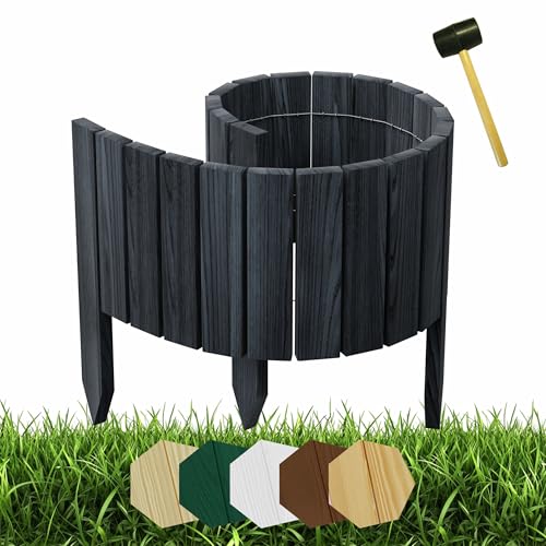 be4nature Rollborder Steckzaun 100 x 30 cm Grau Imprägnierte Beeteinfassung aus Kiefernholz klein Beetbegrenzung Vorgartenzaun Gartenpalisade Beeteinfassung mit Erdspieß von be4nature