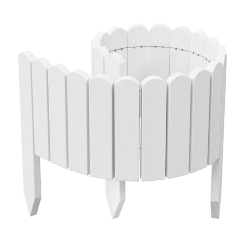 be4nature Rollzaun aus Kiefernholz 100 x 20 cm Alpinweiß imprägnierte Beeteinfassung Flexibler Rollborder Holzzaun Rasenkante Gartenzaun Umzäunung für Garten Gartenpalisade von be4nature