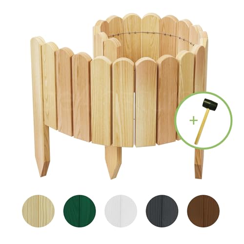 be4nature Rollzaun aus Kiefernholz 100 x 20 cm Hellbraun imprägnierte Beeteinfassung Flexibler Rollborder Holzzaun Rasenkante Gartenzaun Umzäunung für Garten Gartenpalisade von be4nature