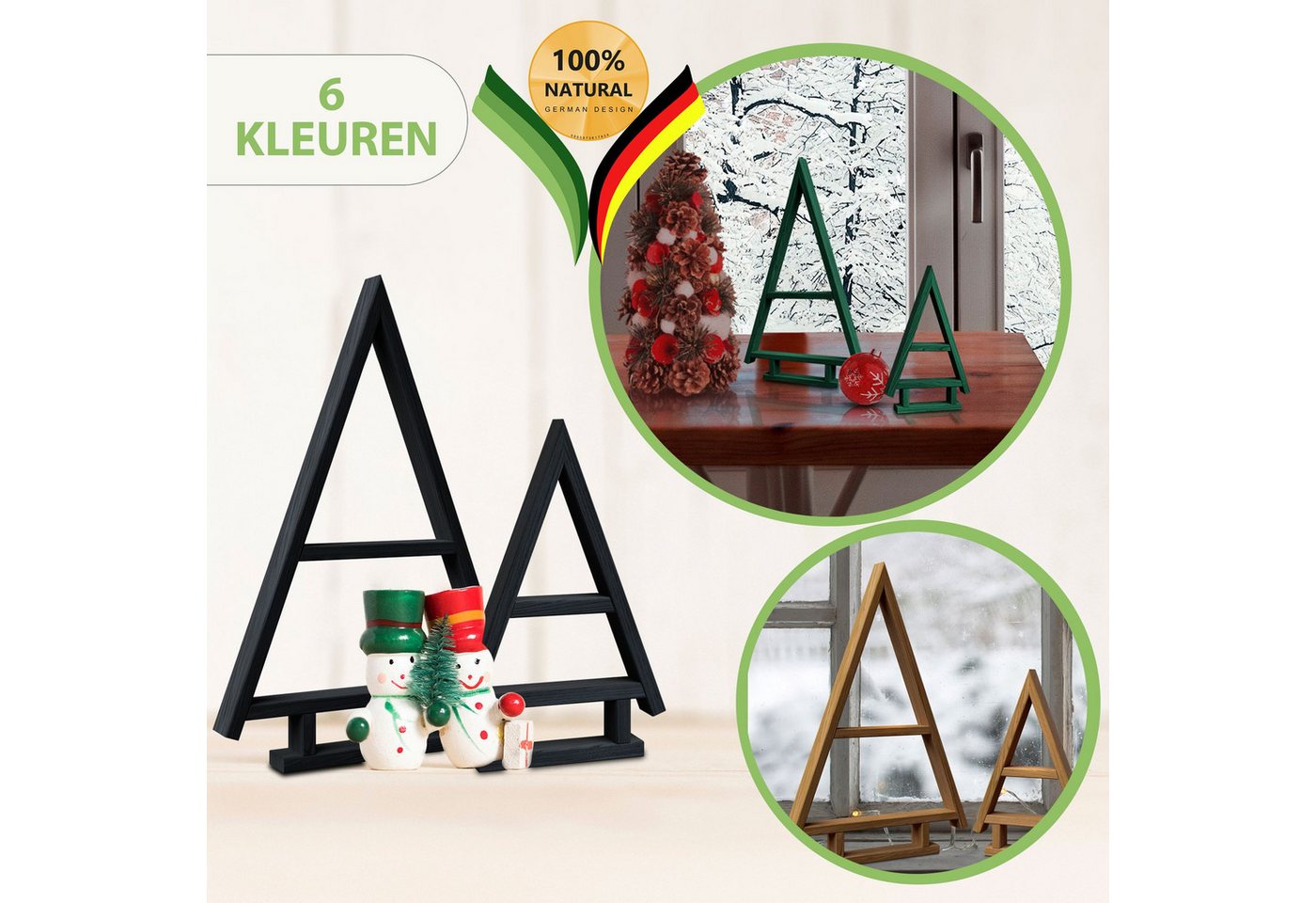 be4nature Weihnachtsfigur, Imprägnierter Holz-Weihnachtsbaum 2er-Set Alpinweiß von be4nature