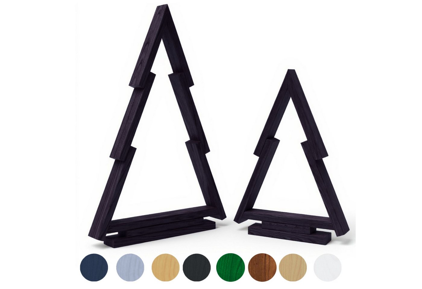 be4nature Weihnachtsfigur 2er SET Deko Tannenbaum Weihnachtsschmuck Weihnachtsdekoration (Fertiggebaut, 1 St., Schwarz), Handgemacht aus Holz für Innen und Außen geeignet für Flur und Balkon von be4nature