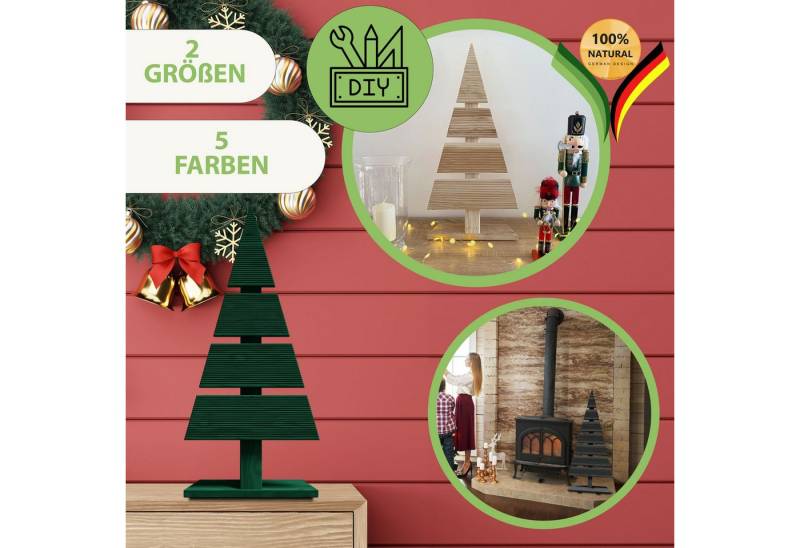 be4nature Weihnachtsfigur Tannenbaum Weihnachtsbaum Weihnachtsdeko Holztannenbäume Christbaum (1 St), Tannenbaum Holz Höhe 92 cm Fußbreite 45 cm Weihnachtsbaum Dunkelgrün von be4nature