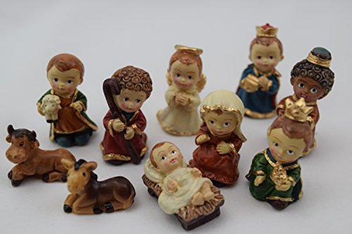 be4To© Kinder-KRIPPE KRIPPENFIGUREN-Set Miniatur BABYSTYLE 10 teilig FEINE KUNSTSTEINFIGUREN HANDBEMALT KUNSTHANDWERK von be4to