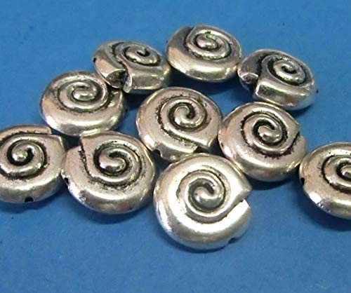 10 Spacer Metallperlen Schnecken 13x6mm Farbe antiksilber Metall #S080 von beadsvision