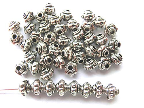 100 Metallperlen Spacer Rondell Kürbis 3x4mm Farbe antiksilber #S094 von beadsvision