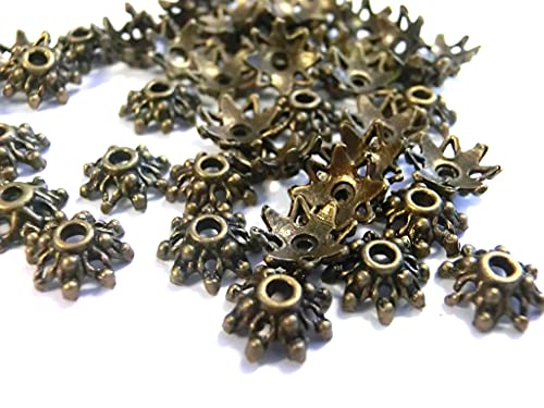 100 PERLKAPPEN Endkappen Kappen Stern Farbe bronze für 8mm Perlen #S292 von beadsvision