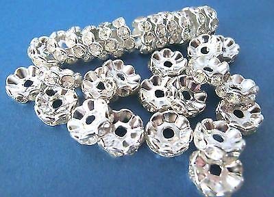 30 Strass Rondelle 10mm Farbe silber Perlen Spacer Strassrondelle #S600 von beadsvision