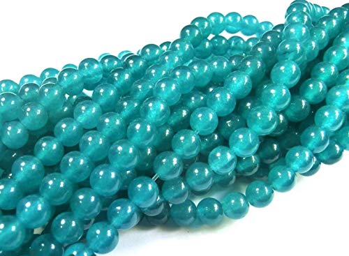 Jade Kugeln Perlen 8mm rund Schmuckperlen 1 Strang (blaugrün) von beadsvision