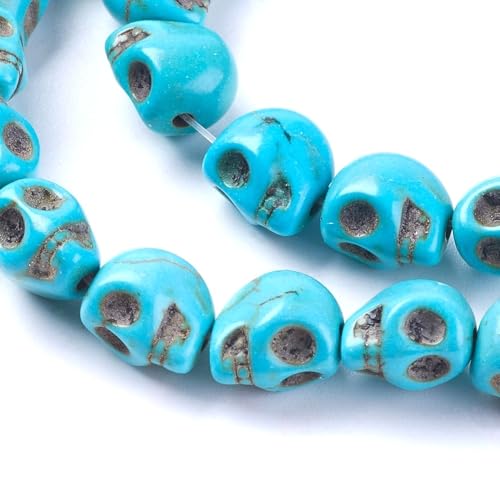 Totenkopf Mix 10x8mm Stein Perlen 1 Strang Türkis Mix Skull Schädel zum auffädeln von beadsvision