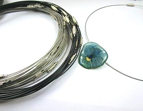 beadsvision 10 Halsreifen Halsketten für Wechselschmuck Edelstahl Schraubverschluss Silber von beadsvision