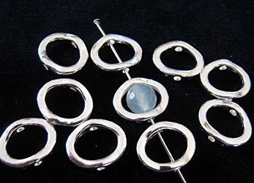 beadsvision 10 Rahmen Perlenrahmen Perlen Spacer Farbe silber Zwischenperlen Metall #S015 von beadsvision