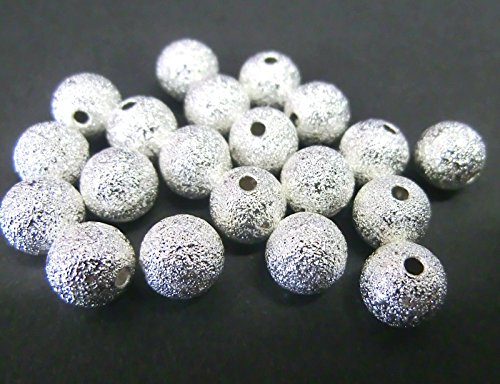 beadsvision 20 Spacer Zwischenperlen Stardust Farbe Silber rund 8mm Perlen Metall #S007 von beadsvision