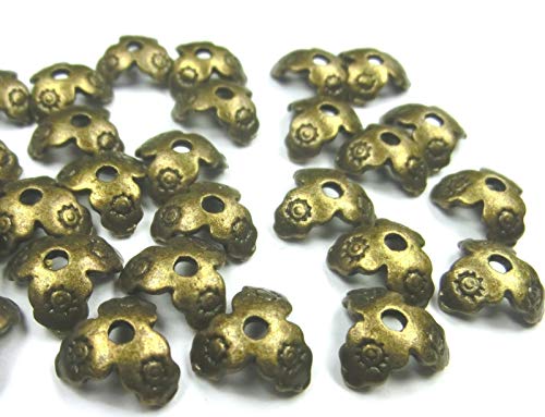 beadsvision 30 PERLKAPPEN Endkappen Kappen Farbe Bronze für 10mm Perlen #S423 von beadsvision