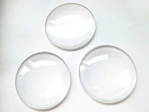 beadsvision 5 Glas Cabochons 40mm klar rund durchsichtig Glascabochons 40x8,5mm von beadsvision