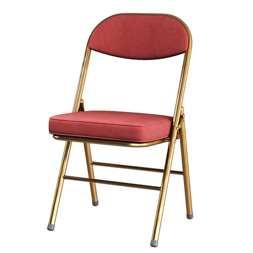 Gepolsterte Klappstuhl, Klappstühle Mit Gepolstertem Kissen Und Rückenlehne Dick Gepolsterter Stuhl Für Gäste Oder Veranstaltungen Für Wohnzimmer Esszimmer Zuhause Und Büro (Color : Titanium-Gold Bra von beaka