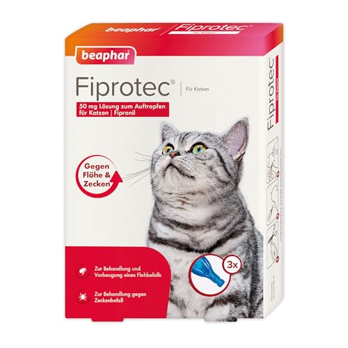BEAPHAR - Fiprotec 50 mg Lösung Zum Auftropfen Für Katzen - Ab 8 Wochen - Schützt 5 Wochen Gegen Flöhe - 3 Pipetten BEAPHAR - Fiprotec 50 mg Lösung Zum Auftropfen Für Katzen - Ab 8 Wochen - Schützt 5 Wochen Gegen Flöhe - 3 Pipetten von beaphar