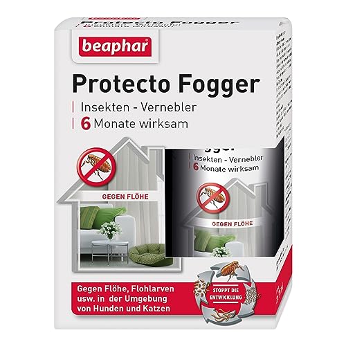 BEAPHAR - Protecto Insekten Vernebler - Mit Chrysanthemum Cinerariae-Folium Extrakt, Piperonylbutoxid, S-Methopren - Gegen Flöhe, Flohlarven, etc. - 6 Monate Langzeitwirkung - 2x75 ml von beaphar