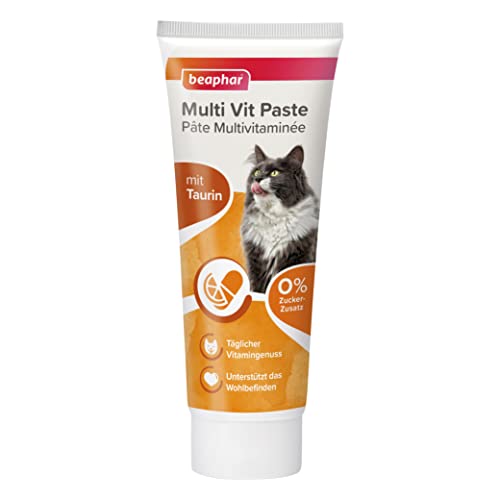 BEAPHAR - Multi Vit Paste Katze - Für Katzen - Mit Taurin, Biotin, Omega 3 Und 6 - 0% Zucker-Zusatz - Täglicher Vitamingenuss - Unterstützt Das Wohlbefinden - 250 g von beaphar