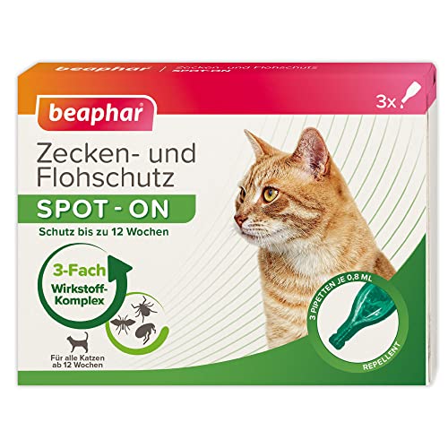 beaphar Zecken- und Flohschutz Spot On für Katzen, Zecken- und Flohschutz mit Margosa Extrakt, 3 x 0,8 ml von beaphar