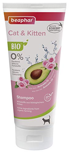 BEAPHAR - Bio Shampoo Cat Und Kitten - Für Katzen Und Kitten - Mit Aloe Vera, Avocadoöl, Rosenextrakt - Unterstützt Weiches, Gglänzendes Fell, Schutz Der Natürlichen Fellbeschaffenheit - 200 ml von beaphar