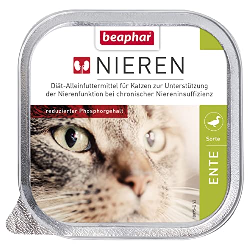 BEAPHAR - Nierendiät Für Katzen - Diätfutter - Reduzierter Phosphorgehalt - Mit Wertvollem Lachsöl - Zur Unterstützung Der Nierenfunktion - Schonkost Für Feinschmecker - 1x 100 g - Ente von beaphar