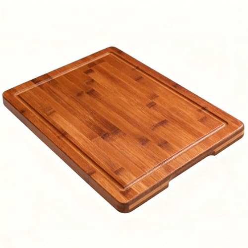 Bambus-Schneidebretter für die Küche, großes Käsebrett mit tiefen Saftrillen und integrierten Griffen für Arbeitsplatte, ideal für Fleisch, Gemüse und Obst, 43,2 x 30,5 cm Bambus-Schneidebretter für die Küche, großes Käsebrett mit tiefen Saftrillen und integrierten Griffen für Arbeitsplatte, ideal für Fleisch, Gemüse und Obst, 43,2 x 30,5 cm von beardo decor