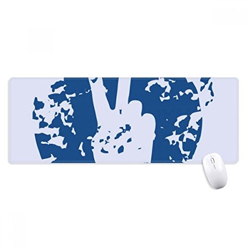 beatChong Blau Symbol Victory Design Illustration Muster Griffige Mousepad Große Erweiterte Spiel Büro titched Kanten Computer-Mat Geschenk von beatChong
