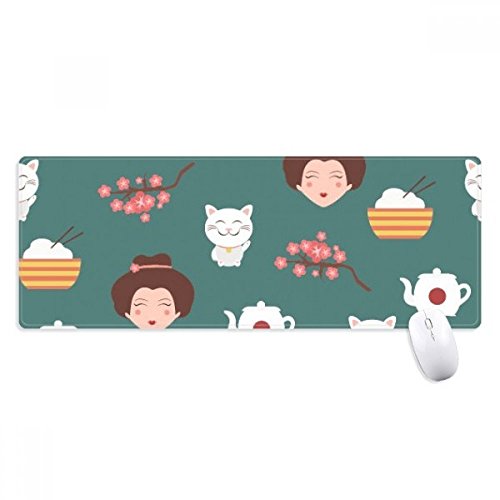 beatChong Cat Sakura Reis Teekanne Japan Griffige Mousepad Große Erweiterte Spiel Büro titched Kanten Computer-Mat Geschenk von beatChong