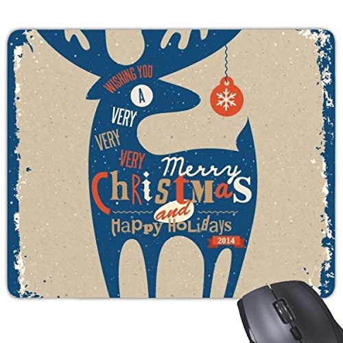 beatChong Christmas Holiday Blau Deer Rectangle Griffige Gummi Mousepad Spiel Mauspad Geschenk von beatChong