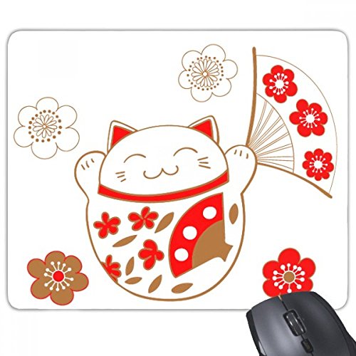 beatChong Fat Glück Vermögens-Katze-Blumen-Fan Japan Kultur Rectangle Griffige Gummi Mousepad Spiel Mauspad Geschenk von beatChong