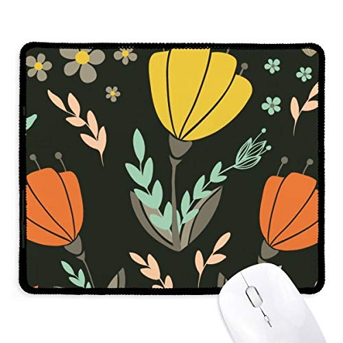 beatChong Gelb Orange Blume Pflanze Farbe Griffige Mousepad Spiel Büro Schwarz genähte Kanten Geschenk von beatChong