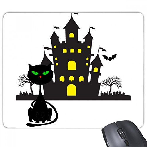 beatChong Halloween Horrible Gloomy Castle Cat Rectangle Griffige Gummi Mousepad Spiel Mauspad Geschenk von beatChong